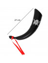 Corneta pirata negra con banda roja para jóvenes y adulto, complementos para carnaval, halloween y celebraciones. 11 x 7 x 27 cm