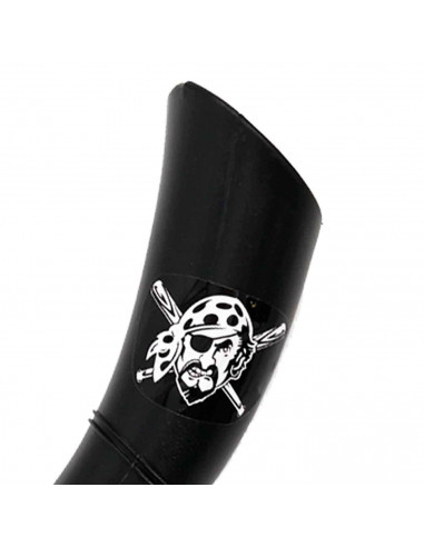 Corneta pirata negra con banda roja para jóvenes y adulto, complementos para carnaval, halloween y celebraciones. 11 x 7 x 27 cm