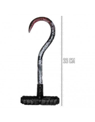 Garfio de asesino de color negro para jóvenes y adulto, complementos para carnaval, halloween y celebraciones. 33 x 14 x 3 cm