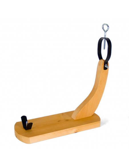 Soporte jamonero de madera modelo Góndola 39 x 40 x 16 cm. Soporte para pata y paleta de jamón serrano e ibérico con agarres met