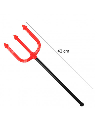 Tridente demoniaco color negro para jóvenes y adulto, complementos para carnaval, halloween y celebraciones. 42 x 13 x 2 cm