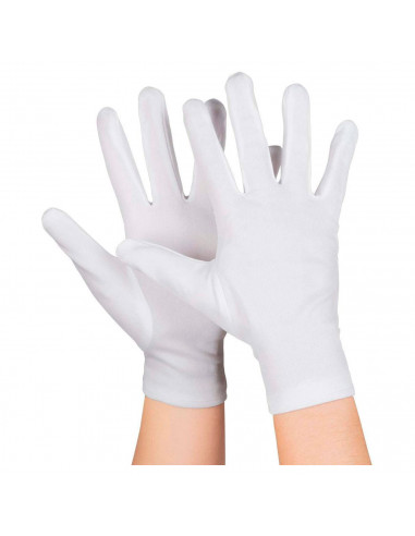 Guantes cortos para disfraz, 100% poliéster, accesorio de carnaval, halloween, cosplay, fiestas, cumpleaños (Blanco, adulto, tal
