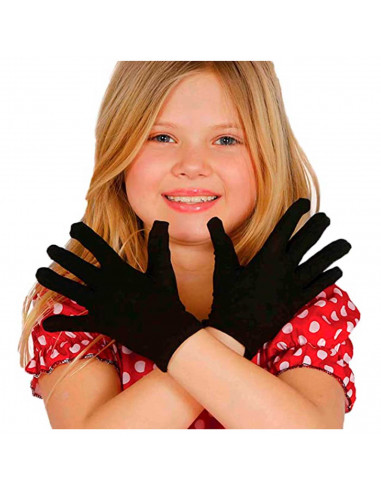 Tradineur - Guantes cortos niño para disfraz, 100% poliéster, accesorio de carnaval, halloween, cosplay, fiestas, cumpleaños (Ne