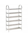 Tradineur - Zapatero metálico de 6 estantes 60 x 23 x 99 cm. Mueble zapatero 6 baldas, estantería de acero multiuso, soporte 6 n