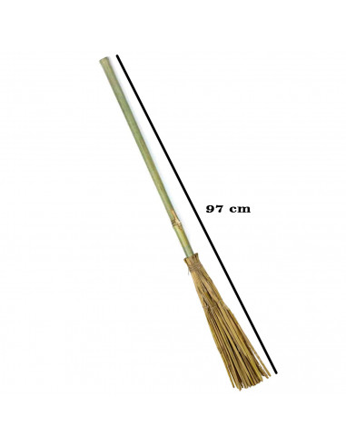 Tradineur - Escoba de bruja de madera 1 m para jóvenes y adultos, complementos para carnaval, halloween y celebraciones,100 cm,