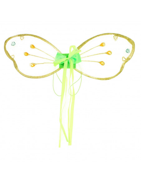 Alas de hada color verde con gemas para niños, complementos para carnaval, halloween y celebraciones. 19 x 55 x 1 cm Alas de hada color verde con gemas para niños, complementos para carnaval, halloween y celebraciones. 19 x 55 x 1 cm
