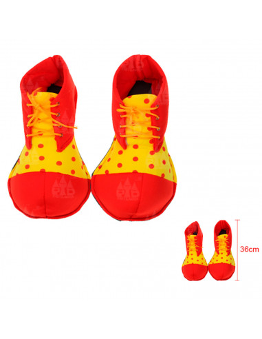 Zapatos payaso con lunares para jóvenes y adulto, complementos para carnaval, halloween y celebraciones. 36 x 18 x 36 cm, color
