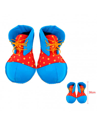 Zapatos payaso con lunares para jóvenes y adulto, complementos para carnaval, halloween y celebraciones. 36 x 18 x 36 cm, color