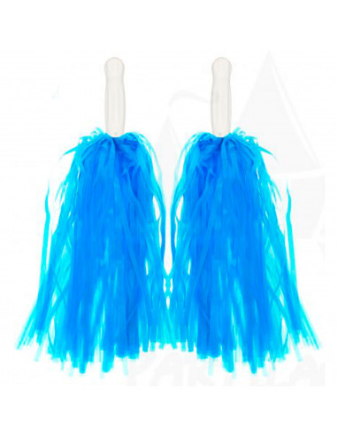 Pompones de animadora, plástico, deporte, complemento de disfraz, carnaval, halloween, cosplay, fiesta, baile, adulto, 34 cm, az