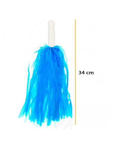 Pompones de animadora, plástico, deporte, complemento de disfraz, carnaval, halloween, cosplay, fiesta, baile, adulto, 34 cm, az