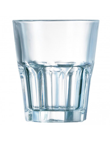Tradineur - Set 6 vasos de cristal "New America", resistentes, base gruesa, servir agua, licores, bebidas, fiestas, uso diario (