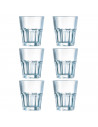 Tradineur - Set 6 vasos de cristal "New America", resistentes, base gruesa, servir agua, licores, bebidas, fiestas, uso diario (