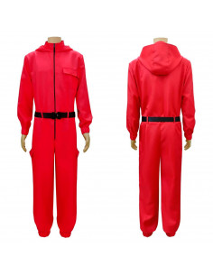 Mono de vigilante rojo infantil con capucha, calamar, disfraz personaje de televisión, incluye cinturón, carnaval, halloween, ni