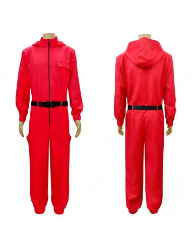 Mono de vigilante rojo infantil con capucha, calamar, disfraz personaje de televisión, incluye cinturón, carnaval, halloween, ni