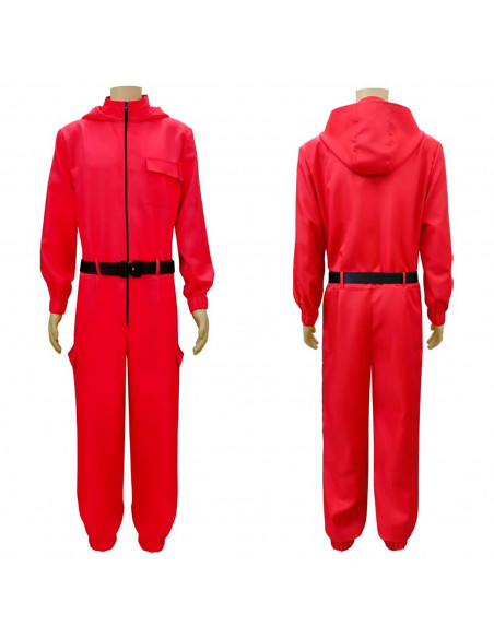 Mono de vigilante rojo infantil con capucha, calamar, disfraz personaje de televisión, incluye cinturón, carnaval, halloween, ni Mono de vigilante rojo infantil con capucha, calamar, disfraz personaje de televisión, incluye cinturón, carnaval, halloween, ni