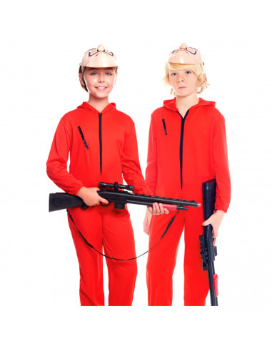 Disfraz de atracador infantil con capucha, fibra sintética, mono rojo vigilante, carnaval, halloween, cosplay, fiesta, niños ado