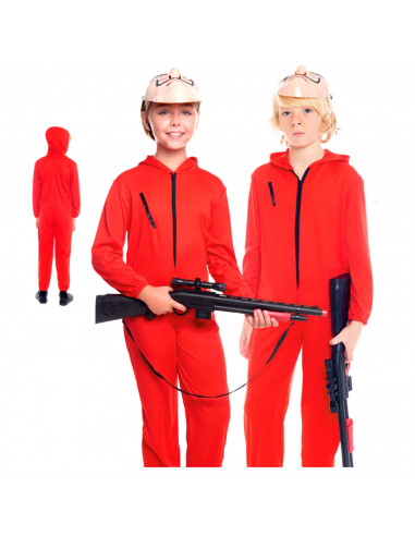 Disfraz de atracador infantil con capucha, fibra sintética, mono rojo vigilante, carnaval, halloween, cosplay, fiesta, niños ado