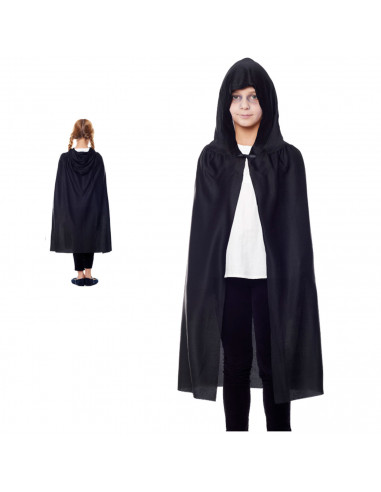 Tradineur - Capa infantil de punto con capucha, accesorio disfraz de vampiro, superhéroe, carnaval, halloween, cosplay, fiestas,