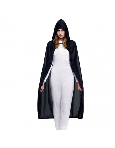 Tradineur - Capa de tela con capucha, accesorio disfraz de vampiro, superhéroe, carnaval, halloween, cosplay, fiestas, adulto un