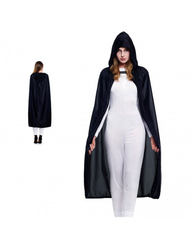 Tradineur - Capa de tela con capucha, accesorio disfraz de vampiro, superhéroe, carnaval, halloween, cosplay, fiestas, adulto un