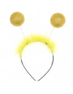 Tradineur - Diadema infantil con antenas y bolas amarillas, accesorios para disfraz de abeja, carnaval, halloween, cosplay, fies