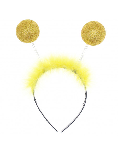 Tradineur - Diadema infantil con antenas y bolas amarillas, accesorios para disfraz de abeja, carnaval, halloween, cosplay, fies