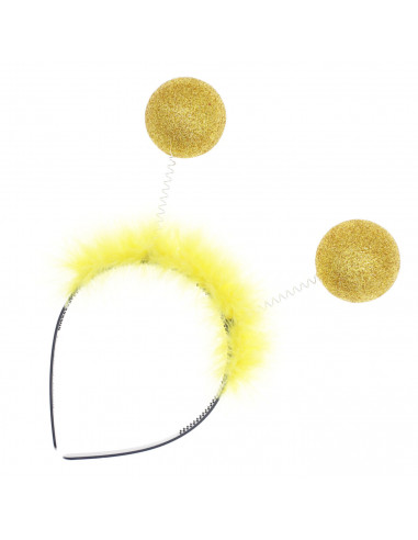 Tradineur - Diadema infantil con antenas y bolas amarillas, accesorios para disfraz de abeja, carnaval, halloween, cosplay, fies