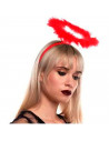 Tradineur - Corona de ángel rojo, diadema con aro, accesorios para disfraz de diablesa, carnaval, halloween, cosplay, fiesta, ad