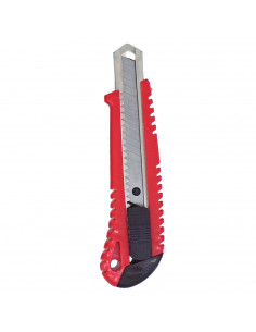 Cúter profesional con mango antideslizante, cutter con cuchilla de 18 mm, bloqueo de seguridad, carcasa de plástico, forma ergon