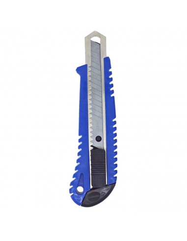 Cúter profesional con mango antideslizante, cutter con cuchilla de 18 mm, bloqueo de seguridad, carcasa de plástico, forma ergon