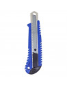 Cúter profesional con mango antideslizante, cutter con cuchilla de 18 mm, bloqueo de seguridad, carcasa de plástico, forma ergon