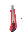 Cúter profesional con mango antideslizante, cutter con cuchilla de 18 mm, bloqueo de seguridad, carcasa de plástico, forma ergon