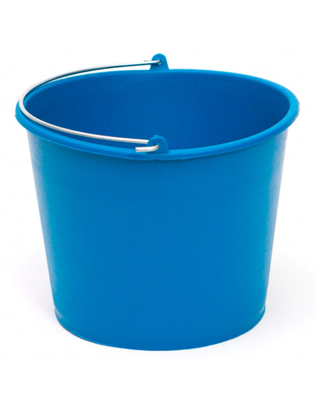 Pamex - Cubo engomado de plástico reciclado con asa metálica, recipiente multiusos, limpieza, jardinería, color azul, 6 litros,