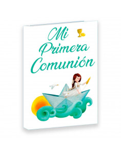 Libro para fotos Primera Comunion de niña de barco, Incluye espacios para colocar fotos, detalles de la ceremonia, 7 hojas para