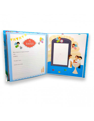 Tradineur - Libro de Primera Comunión con tampón de huellas, tapa dura, 44 páginas, incluye espacios para fotos, dedicatorias, d