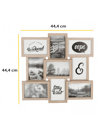 Multimarco de madera, 9 fotos, marco múltiple para fotografías de 14 x 9 cm, portafotos, decoración del hogar, paisajes, recuerd