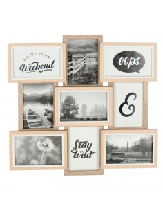 Multimarco madera, 9 fotos, marco múltiple para fotografías de 14 x 9 cm, portafotos, decoración del hogar, paisajes, recuerdos