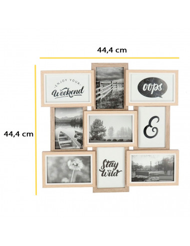 Multimarco madera, 9 fotos, marco múltiple para fotografías de 14 x 9 cm, portafotos, decoración del hogar, paisajes, recuerdos