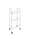 Carro de cocina de metal con ruedas y 3 bandejas de 38x26x64 cm. Estanteria para hogar con ruedas y distintas baldas. Accesorio
