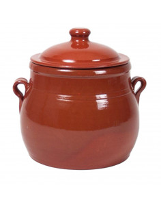 Tradineur - Olla de barro con tapa con 3 litros de capacidad. Apta para microondas, gas, vitrocerámica y lavavajíllas. Medidas 2
