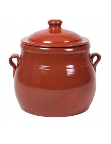 Tradineur - Olla de barro con tapa con 3 litros de capacidad. Apta para microondas, gas, vitrocerámica y lavavajíllas. Medidas 2