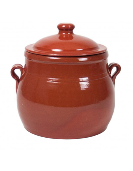 Tradineur - Olla de barro con tapa con 3 litros de capacidad. Apta para microondas, gas, vitrocerámica y lavavajíllas. Medidas 2