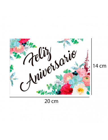 Postal de "Feliz aniversario" para aniversarios de parejas. Novios, san valentin, pareja,compromiso. 14 x 20 x 0,2 cm