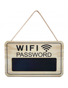 Tradineur - Cartel de madera para colgar para contraseña wifi, pizarra, placa, letrero, recepción, tiendas, negocios, casas, 19,