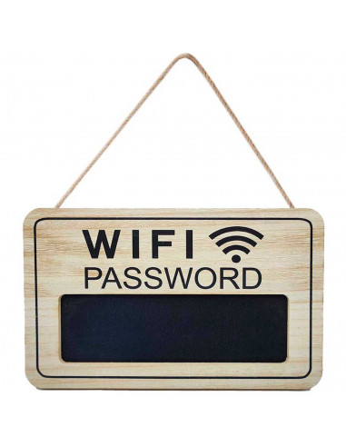 Tradineur - Cartel de madera para colgar para contraseña wifi, pizarra, placa, letrero, recepción, tiendas, negocios, casas, 19,