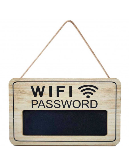 Tradineur - Cartel de madera para colgar para contraseña wifi, pizarra, placa, letrero, recepción, tiendas, negocios, casas, 19,