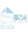 Cartas de invitaciones a la comunión de chicos, 10 Unidades. Primera comunion, iglesia, azul, niñas, familia. 8 x 13,5 x 1 cm