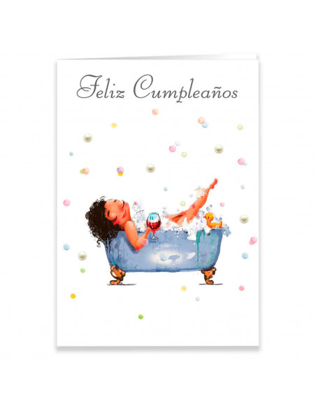 Postales de "Feliz cumpleaños" surtidos con 4 diseños distintos de color lila. Cumpleaños, celebraciones, familia, amigos, fiest