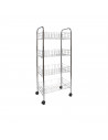 Carro verdulero de cocina metálico, 4 bandejas, estantería con ruedas para almacenamiento de frutas, verduras, gris, 84 x 40 x 2
