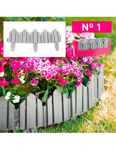 Tradineur - Valla de plástico decorativa de jardín - Borde para cespéd, plantas, flores, decoración de exterior - N.º 1 - 25 x 6